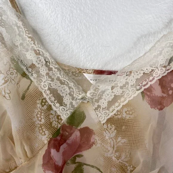 Avenue Body Babydoll Cami Women's Semi Sheer Lace Floral Multicolor Sz 18/20 - Picture 7 of 10